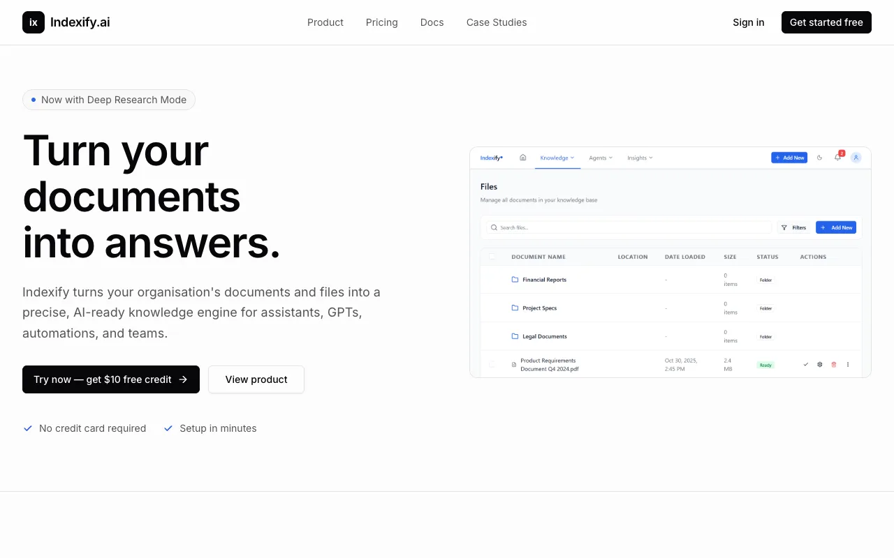 Screenshot of Indexify